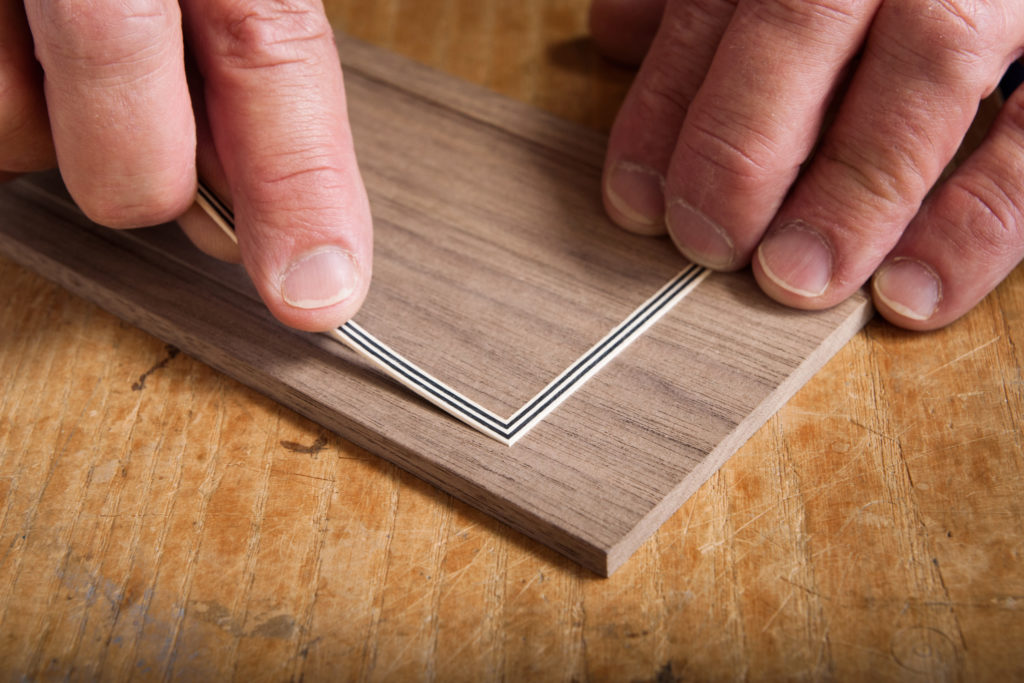 Inlaying of wooden purfling - Bertrand Gaillard Accordions